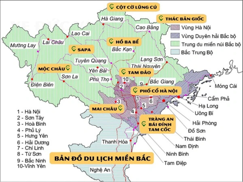 Bản đồ du lịch Miền Bắc Việt Nam